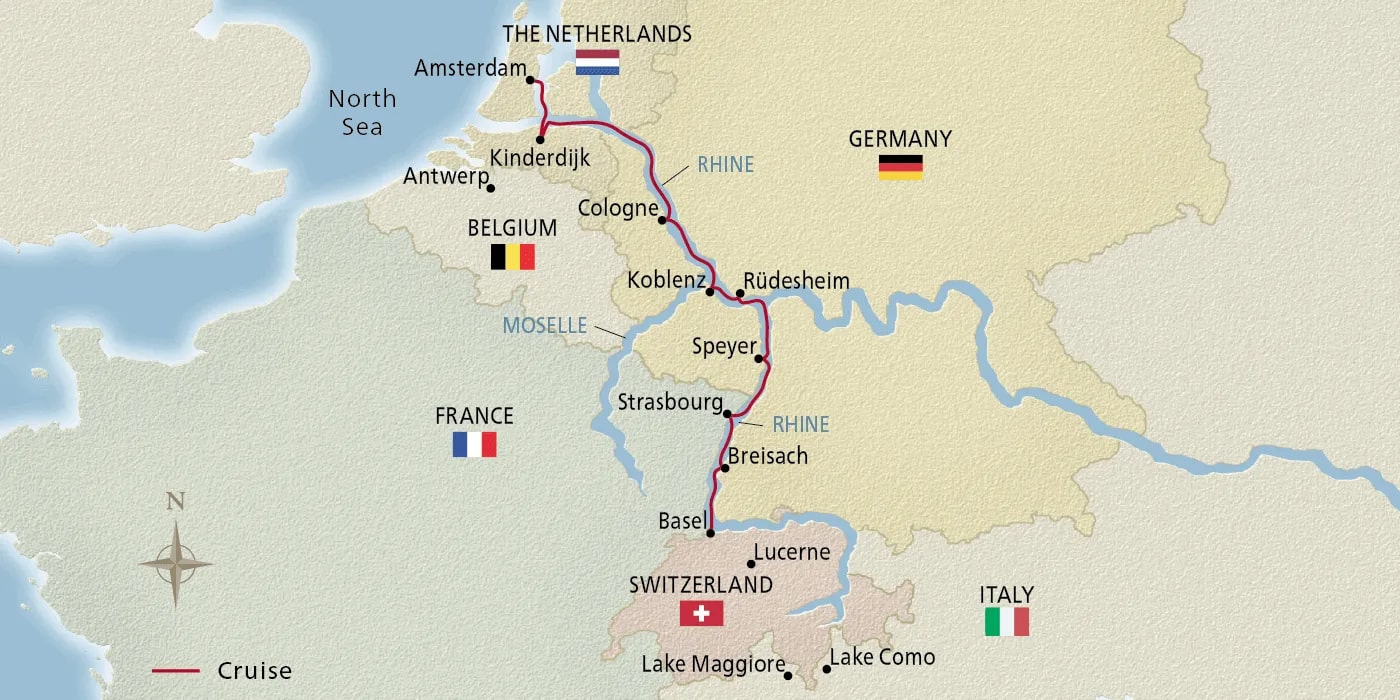 MAPA RHINE GETAWAY MAPA CRUCERO POR EL RIN VIKING RIVER CRUISES MAP #Mapa #CrucerosFluviales #Rin #RhineCruises