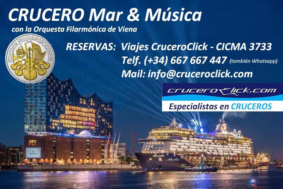 Disfrute de una experiencia musical única con este viaje a bordo del increíble "Mein Schiff 6" que fué inaugurado en Hamburgo, junto a la nueva Elbe Philaromonie, la mejor sala de conciertos del mundo en la actualidad. CRUCERO MAR & MUSICA CRUCERO FILARMONICA DE VIENA CRUCERO MUSICAL CRUCERO MUSITOUR CRUCERO MUSICA JUNTOS CRUCERO MUSITRAVEL CRUCERO MUSIC CRUISE WIENER PHILARMONIC CRUISE CRUCERO SINFONICA DE VIENA CRUCERO ORQUESTA VIENA CRUCERO MUSICAL CRUCERO DE LUJO ORQUESTA CRUCERO MUSICA CLASICA CRUCERO OPERA CRUCEROS MUSICALES RESERVA CRUCERO FILARMONICA DE VIENA WIENER PHILHARMONIKER KREUZFAHRTEN VIENNA PHILARMONIC ORCHESTRA CRUISE MUSIC CRUISE CLASSICAL MUSIC CRUISE OFERTAS CRUCEROS MUSICA CRUCEROS AMANTES DE LA MUSICA CRUCEROS AMIGOS DE LA OPERA CRUCEROS AFICIONADOS MUSICA CRUCEROS CON CONCIERTOS MEIN SCHIFF 6 CRUCEROS #FilarmonicadeViena #WienerPhilharmoniker #ViennaPhilarmonic #OrchestraCruise #CruceroMusical #Musitour #MusicaJuntos #CruceroClick #CrucerosMusicales