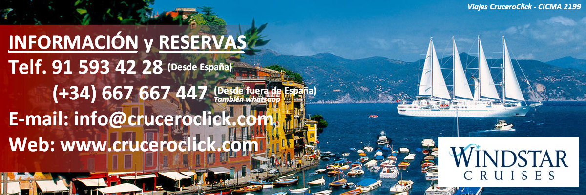 Haga CLICK en este banner para reservar ON-LINE su próximo crucero Windstar Cruises, o si lo prefiere contáctenos en el teléfono 91 593 42 28 (desde España) o en el (+34) 667 667 447 (desde fuera de España) o envíe un correo al e-mail info@cruceroclick.com y será atendido por un especialista de los exquisitos cruceros Windstar. CRUCEROS EN VELERO WIND SURF WINDSTAR CRUISES WINDSURF STAR PRIDE STAR LEGEND STAR BREEZE WIND STAR CRUISES CRUCEROS DE LUJO EN VELERO CRUCEROS MEDITERRANEO CRUCEROS NORTE DE EUROPA CRUCEROS EN VELERO CRUCEROS CARIBE WINDSTAR CRUISES CRUCEROS EN BARCO PEQUEÑO SMALL SHIP CRUISES CRUCEROS DE LUJO EN VELERO CRUCEROS DE LUJO EN YATE CRUCEROS DIFERENTES CRUCEROS ROMANTICOS CRUCEROS VIAJES DE NOVIOS CRUCEROS LUNAS DE MIEL HONEYMOON CRUISES CRUCEROS PARA PAREJAS WINDSURF CRUISES WIND SURF CROCIERE CREUERS WINDSTAR DESCUENTOS EN CRUCEROS CRUCEROS EN VELERO WIND SURF VELERO CRUCEROS STAR PRIDE CRUCEROS EN YATE #cruceros #WindstarCruises #Windstar #StarPride #StarLegend #StarBreeze #WindSurf #Crucerosenvelero #CrucerosenYate #YachtCruises #WindStarWindSurf #CrucerosaVela #CrucerosdeLujo #CrucerosBarcoPequeño #SmallShipCruises #CrucerosLunasdeMiel #Lunasdemiel #Viajesdenovios #CrucerosRomanticos #Honeymoon